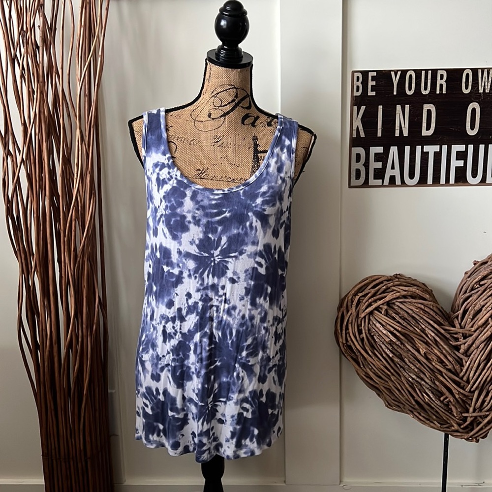 Terra & Sky Blue and White Tie Dyed Tank Top
